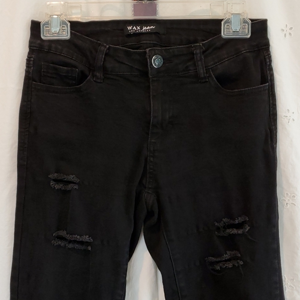 WAX Jean WOMENS Slashed Destroyed Skinny Jeans - Picture 6 of 11